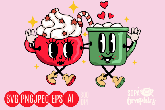 Cup of Cheer: Retro Christmas Graphics & T-Shirt Designs