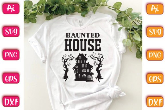 HAUNTED House Graphics for T-Shirt Designs