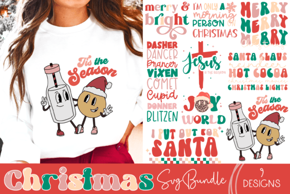 Retro Christmas SVG Bundle: Graphics & T-Shirt Designs