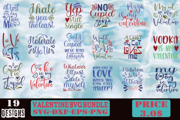 Valentines Quotes SVG Designs Bundle: Graphics & T-Shirt Designs